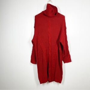 Curve Market Red Knit Turtleneck Plus Size Sweater Dress1X/2X